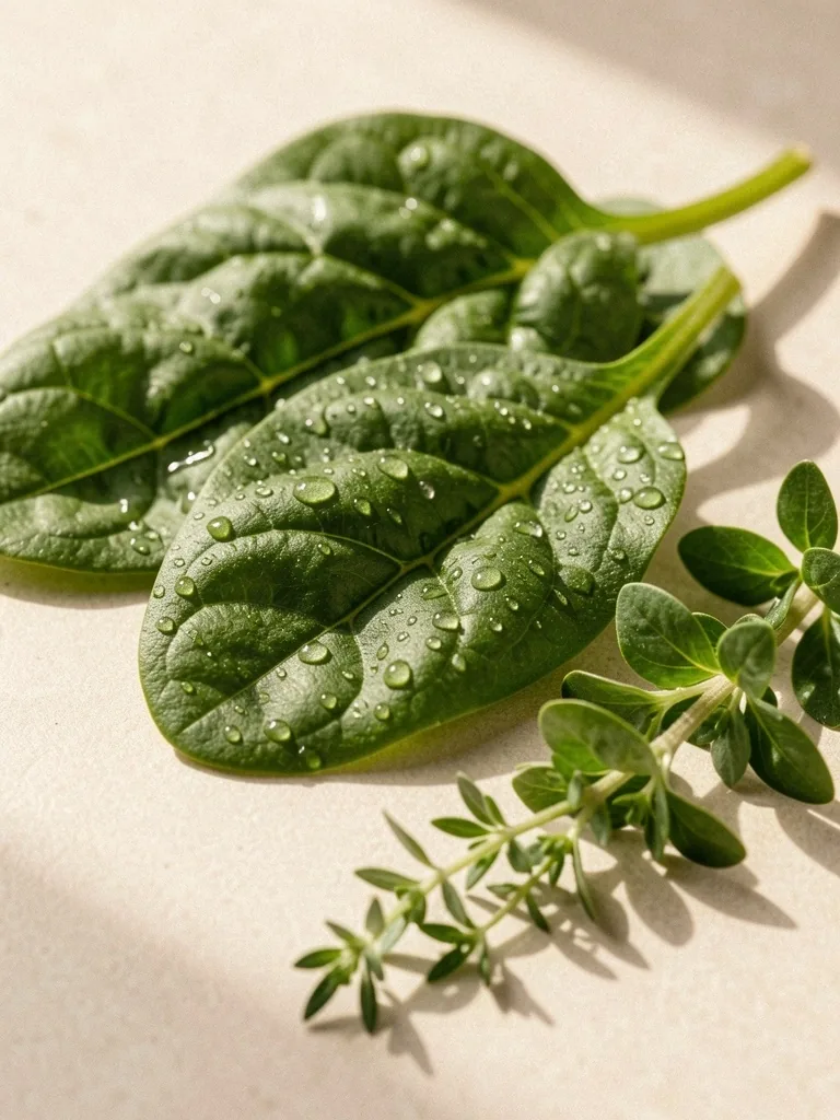 Hojas verdes y espinacas